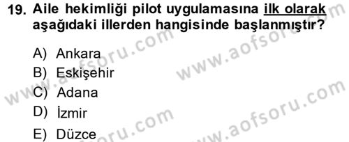 Sağlık Kurumları Mevzuatı Dersi 2014 - 2015 Yılı (Final) Dönem Sonu Sınav Soruları 19. Soru