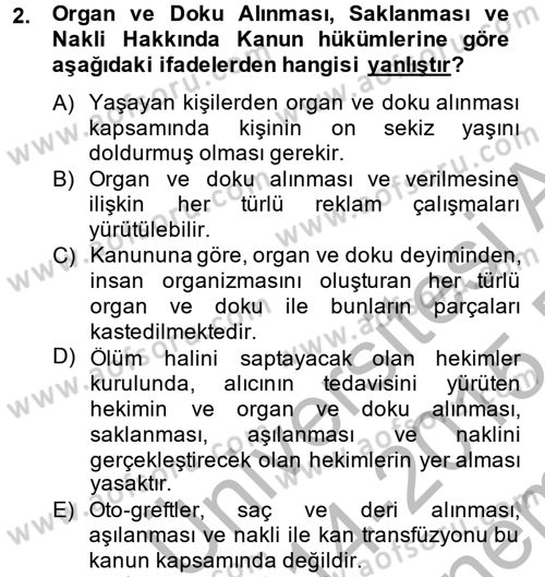 Sağlık Kurumları Mevzuatı Dersi 2014 - 2015 Yılı (Final) Dönem Sonu Sınav Soruları 2. Soru