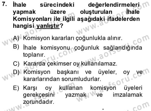 Sağlık Kurumları Mevzuatı Dersi 2014 - 2015 Yılı (Final) Dönem Sonu Sınav Soruları 7. Soru