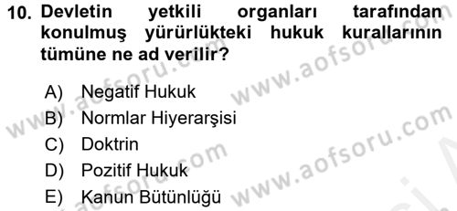 Sağlık Kurumları Mevzuatı Dersi 2015 - 2016 Yılı (Vize) Ara Sınav Soruları 10. Soru
