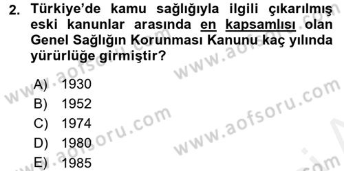 Sağlık Kurumları Mevzuatı Dersi 2015 - 2016 Yılı (Vize) Ara Sınav Soruları 2. Soru