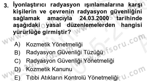 Sağlık Kurumları Mevzuatı Dersi 2015 - 2016 Yılı (Vize) Ara Sınav Soruları 3. Soru