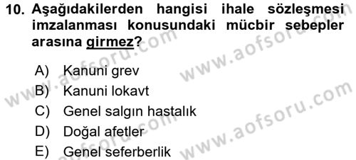 Sağlık Kurumları Mevzuatı Dersi 2015 - 2016 Yılı (Final) Dönem Sonu Sınav Soruları 10. Soru