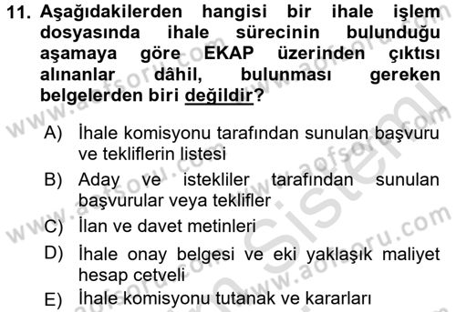 Sağlık Kurumları Mevzuatı Dersi 2015 - 2016 Yılı (Final) Dönem Sonu Sınav Soruları 11. Soru