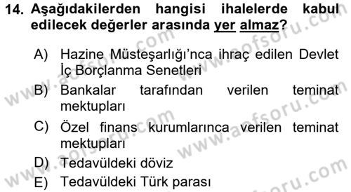 Sağlık Kurumları Mevzuatı Dersi 2015 - 2016 Yılı (Final) Dönem Sonu Sınav Soruları 14. Soru