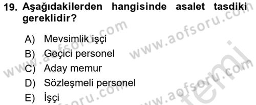 Sağlık Kurumları Mevzuatı Dersi 2015 - 2016 Yılı (Final) Dönem Sonu Sınav Soruları 19. Soru