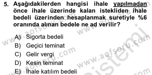 Sağlık Kurumları Mevzuatı Dersi 2015 - 2016 Yılı (Final) Dönem Sonu Sınav Soruları 5. Soru