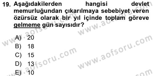 Sağlık Kurumları Mevzuatı Dersi 2016 - 2017 Yılı 3 Ders Sınav Soruları 19. Soru