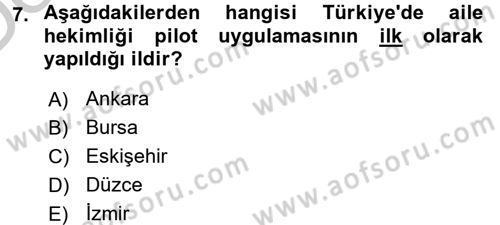 Sağlık Kurumları Mevzuatı Dersi 2016 - 2017 Yılı 3 Ders Sınav Soruları 7. Soru