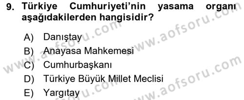 Sağlık Kurumları Mevzuatı Dersi 2016 - 2017 Yılı (Vize) Ara Sınav Soruları 9. Soru