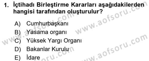 Sağlık Kurumları Mevzuatı Dersi 2016 - 2017 Yılı (Final) Dönem Sonu Sınav Soruları 1. Soru
