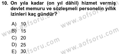Sağlık Kurumları Mevzuatı Dersi 2016 - 2017 Yılı (Final) Dönem Sonu Sınav Soruları 10. Soru
