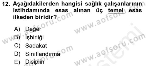 Sağlık Kurumları Mevzuatı Dersi 2017 - 2018 Yılı 3 Ders Sınav Soruları 12. Soru