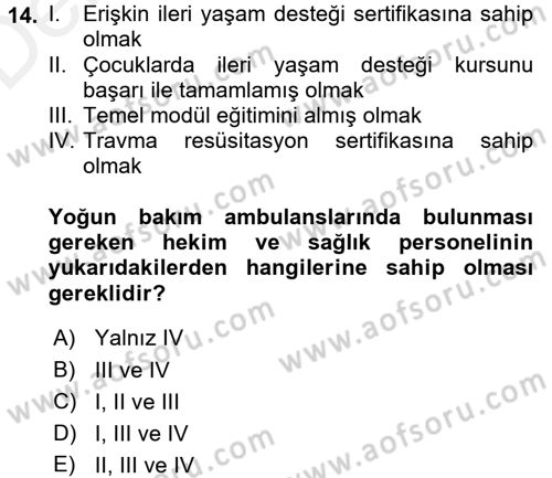 Sağlık Kurumları Mevzuatı Dersi 2017 - 2018 Yılı 3 Ders Sınav Soruları 14. Soru