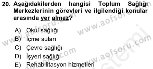 Sağlık Kurumları Mevzuatı Dersi 2017 - 2018 Yılı 3 Ders Sınav Soruları 20. Soru