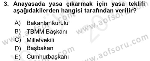 Sağlık Kurumları Mevzuatı Dersi 2017 - 2018 Yılı 3 Ders Sınav Soruları 3. Soru