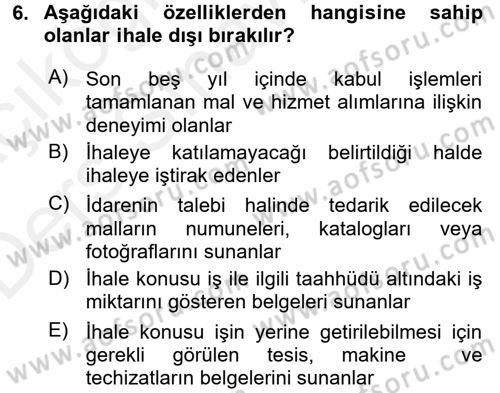 Sağlık Kurumları Mevzuatı Dersi 2017 - 2018 Yılı 3 Ders Sınav Soruları 6. Soru