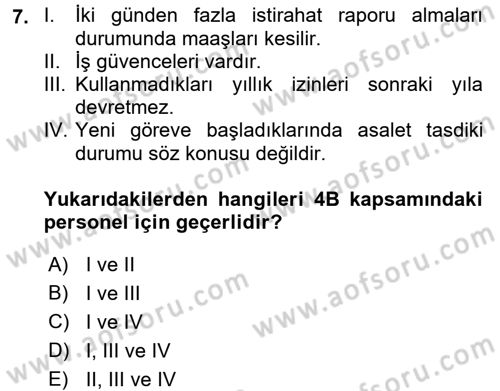 Sağlık Kurumları Mevzuatı Dersi 2017 - 2018 Yılı 3 Ders Sınav Soruları 7. Soru