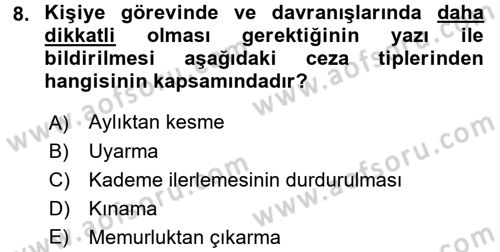 Sağlık Kurumları Mevzuatı Dersi 2017 - 2018 Yılı 3 Ders Sınav Soruları 8. Soru
