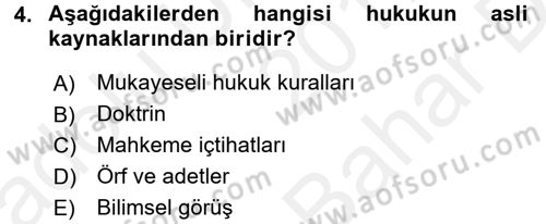 Sağlık Kurumları Mevzuatı Dersi 2017 - 2018 Yılı (Vize) Ara Sınav Soruları 4. Soru