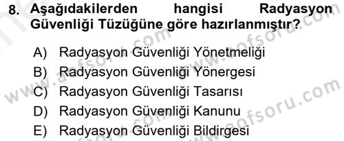 Sağlık Kurumları Mevzuatı Dersi 2017 - 2018 Yılı (Vize) Ara Sınav Soruları 8. Soru