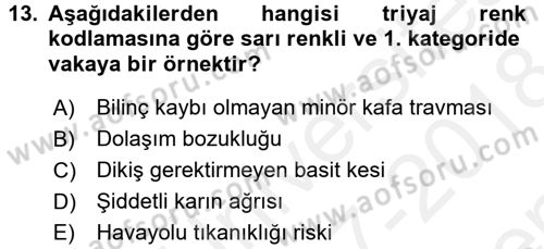 Sağlık Kurumları Mevzuatı Dersi 2017 - 2018 Yılı (Final) Dönem Sonu Sınav Soruları 13. Soru