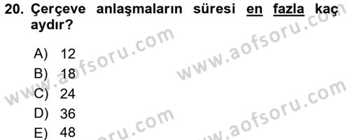 Sağlık Kurumları Mevzuatı Dersi 2017 - 2018 Yılı (Final) Dönem Sonu Sınav Soruları 20. Soru