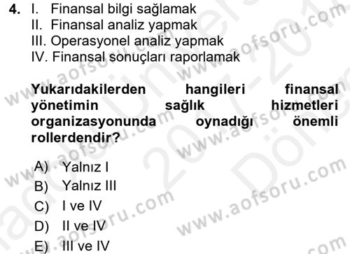 Sağlık Kurumları Mevzuatı Dersi 2017 - 2018 Yılı (Final) Dönem Sonu Sınav Soruları 4. Soru