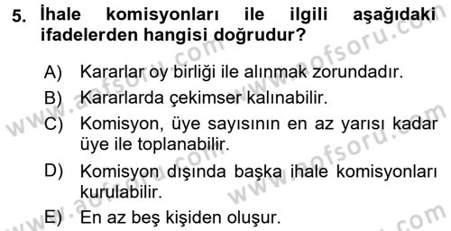 Sağlık Kurumları Mevzuatı Dersi 2017 - 2018 Yılı (Final) Dönem Sonu Sınav Soruları 5. Soru