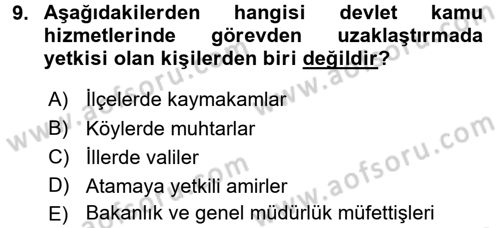 Sağlık Kurumları Mevzuatı Dersi 2017 - 2018 Yılı (Final) Dönem Sonu Sınav Soruları 9. Soru