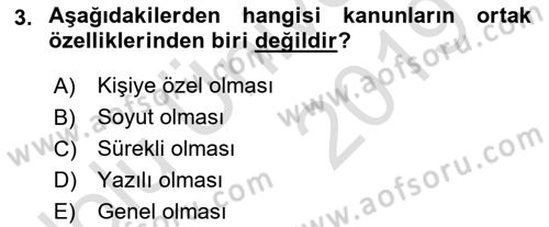 Sağlık Kurumları Mevzuatı Dersi 2018 - 2019 Yılı 3 Ders Sınav Soruları 3. Soru