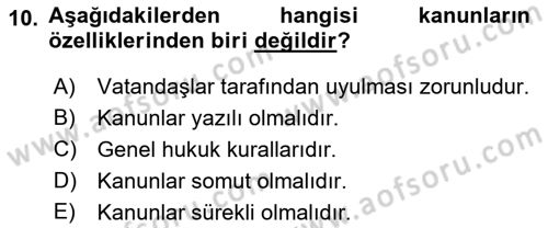 Sağlık Kurumları Mevzuatı Dersi 2018 - 2019 Yılı (Vize) Ara Sınav Soruları 10. Soru