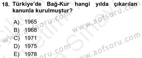 Sağlık Kurumları Mevzuatı Dersi 2018 - 2019 Yılı (Vize) Ara Sınav Soruları 18. Soru