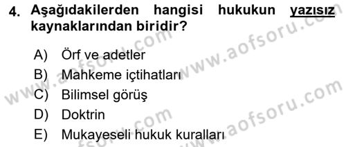 Sağlık Kurumları Mevzuatı Dersi 2018 - 2019 Yılı (Vize) Ara Sınav Soruları 4. Soru