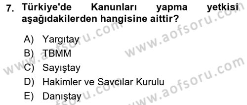Sağlık Kurumları Mevzuatı Dersi 2018 - 2019 Yılı (Vize) Ara Sınav Soruları 7. Soru