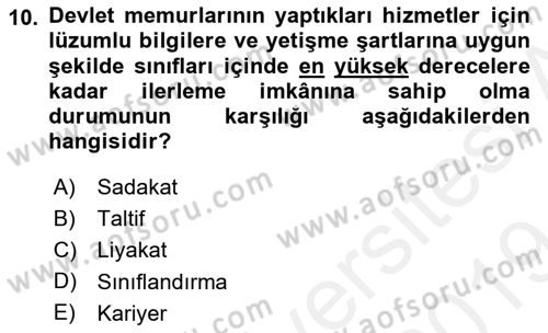 Sağlık Kurumları Mevzuatı Dersi 2018 - 2019 Yılı (Final) Dönem Sonu Sınav Soruları 10. Soru