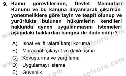 Sağlık Kurumları Mevzuatı Dersi 2018 - 2019 Yılı (Final) Dönem Sonu Sınav Soruları 9. Soru