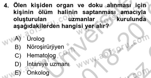 Sağlık Kurumları Mevzuatı Dersi 2018 - 2019 Yılı Yaz Okulu Sınav Soruları 4. Soru