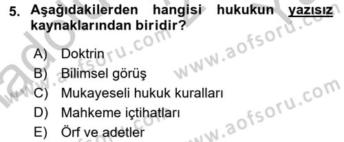 Sağlık Kurumları Mevzuatı Dersi 2018 - 2019 Yılı Yaz Okulu Sınav Soruları 5. Soru