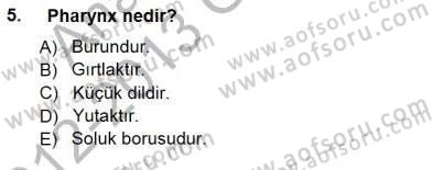 Tıp Terimleri Dersi 2012 - 2013 Yılı (Final) Dönem Sonu Sınav Soruları 5. Soru