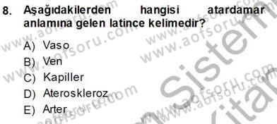 Tıp Terimleri Dersi 2013 - 2014 Yılı (Vize) Ara Sınav Soruları 8. Soru