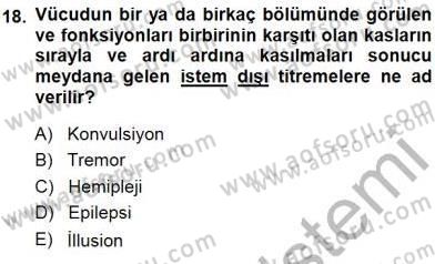 Tıp Terimleri Dersi Ara Sınavı Deneme Sınav Soruları 18. Soru