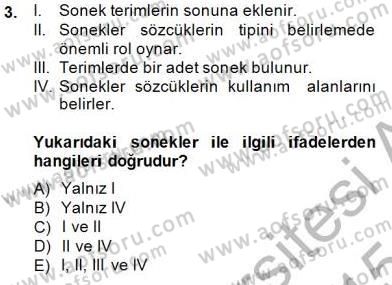 Tıp Terimleri Dersi 2014 - 2015 Yılı (Vize) Ara Sınav Soruları 3. Soru