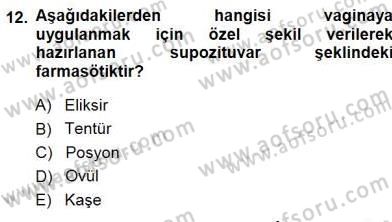 Tıp Terimleri Dersi 2014 - 2015 Yılı (Final) Dönem Sonu Sınav Soruları 12. Soru