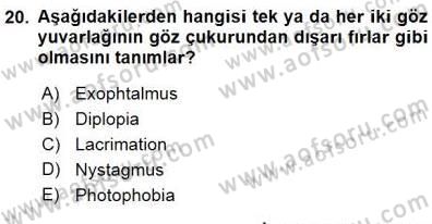Tıp Terimleri Dersi 2015 - 2016 Yılı (Final) Dönem Sonu Sınav Soruları 20. Soru