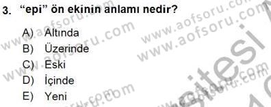 Tıp Terimleri Dersi 2015 - 2016 Yılı (Final) Dönem Sonu Sınav Soruları 3. Soru