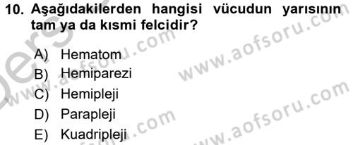 Tıp Terimleri Dersi 2016 - 2017 Yılı 3 Ders Sınav Soruları 10. Soru