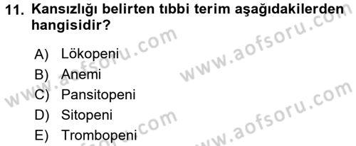 Tıp Terimleri Dersi 2016 - 2017 Yılı 3 Ders Sınav Soruları 11. Soru