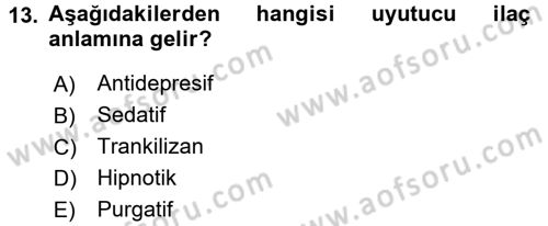 Tıp Terimleri Dersi 2016 - 2017 Yılı 3 Ders Sınav Soruları 13. Soru