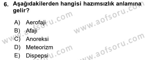 Tıp Terimleri Dersi 2016 - 2017 Yılı 3 Ders Sınav Soruları 6. Soru
